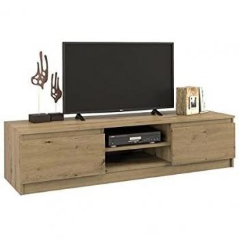 Mueble de Televisión Tivoli - Estilo Moderno - 140x40x36cm - 2 Cajones + 2 Puertas - Almacenamiento para Equipos de Televisión/Audio - Efecto Madera