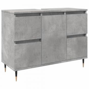 Mueble de baño madera de ingeniería gris hormigón 80x33x60 cm