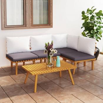 5-Piece Garden Lounge Set with Cushions in Solid Acacia Wood
