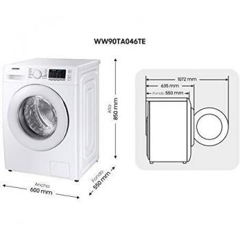 SAMSUNG WW90TA046TE/EC Lavadora Estándar Serie 5, 9kg, Carga Frontal, Color Blanco, Tecnología EcoBubble, Motor Digital Inverter, Auto Dosificador, Inteligencia Artificial