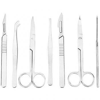 Kit de Disección Juego de Disección de Laboratorio de Acero Inoxidable de 7 Piezas Estudiantes de Biología con Aguja de Disección Tijeras de Disección