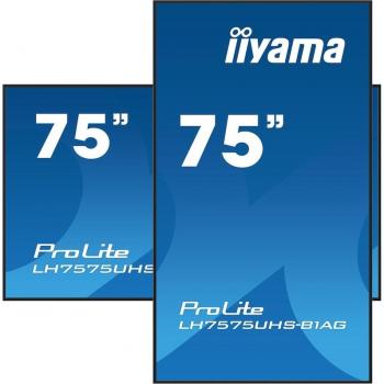 iiyama LH7575UHS-B1AG Pantalla de Señalización 75 3840x2160 / 4K UHD / Uso 24/7 / Brillo 500 cd/m² / Tiempo de Respuesta