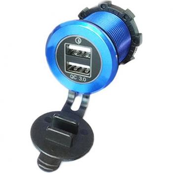 Adaptador Universal de Carga Rápida QC 3.0 Dual USB 12V-24V para Coche, Barco y Motocicleta