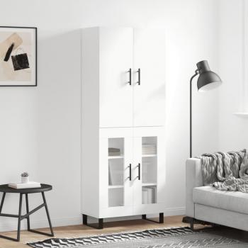 Aparador alto de madera multicapa blanco 69,5x34x180 cm
