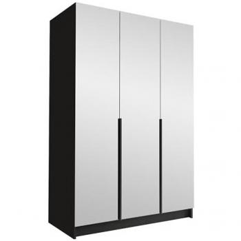Armario guardarropa Atlanta 203, negro, 215x150x58cm, puertas con bisagras