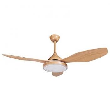 Ventilador de Techo Moderno con Luz y Control Remoto, 3 Palas, Efecto Madera, Metal Marrón
