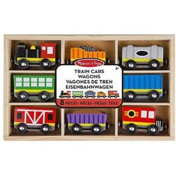 Melissa & Doug- Train Cars Juguetes Trenes de Maderacon 8 Piezas, 3+ Años