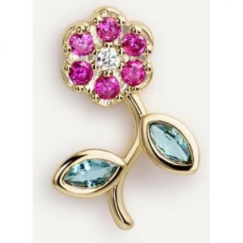 Pendiente piercing Poppy by Earcandy Jewelry en Plata 925 con baño de oro 18k en forma de flor