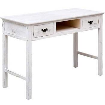 vidaXL Mesa Consola de Madera Casa Hogar Jardín Bricolaje Muebles Mobiliario Calidad Decoración Diseño Estilo Sala Salón 110x45x76 cm Blanco Antiguo