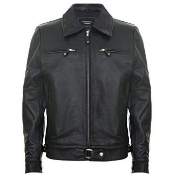 Infinity Leather Men's Black Cowhide Harrington Jacket - Geneva, Size Small