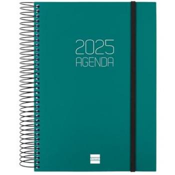 Finocam - Agenda Espiral Opaque 2025 Verde 1 Día Página Enero 2025 - Diciembre 2025 (12 meses) Español