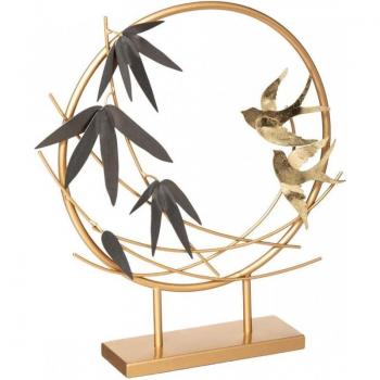 Objeto Decorativo de Metal Oiseau - Altura 36 cm - Color Dorado y Plata