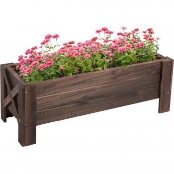 Huerto Urbano Jardinera Macetero de Madera Arriate de Jardín Rectangular con Patas para Flores Plantas Cultivos 100x36,5x36 cm Marrón