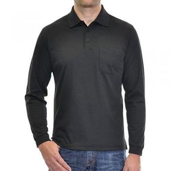 Poloshirt Ragman Soft Knit Negro XL, 70% Algodón y 30% Poliéster, Largo con Botones