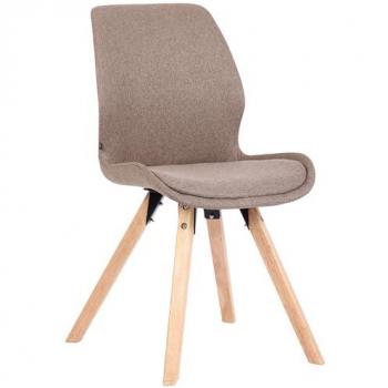Silla de salón Luna con asiento acolchado en terciopelo o tela, base de madera y color gris topo