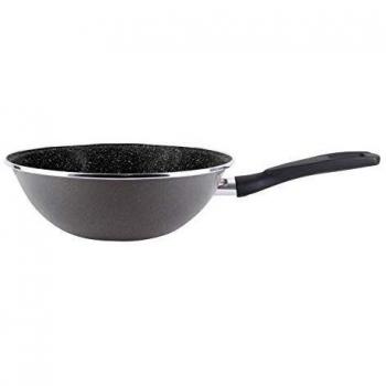 Magefesa K2 Gransasso - Wok 28cm de acero vitrificado exterior gris moteado. Antiadherente bicapa Reforzado efecto piedra. Apto para todo tipo de cocinas, especial inducción. 50% de ahorro energético.