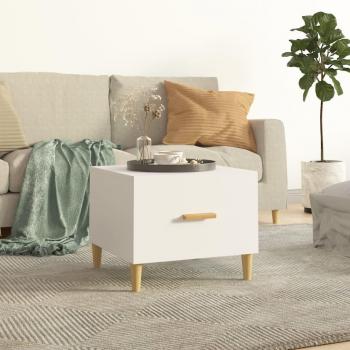 Mesa de centro vidaXL de madera contrachapada 50x50x40 cm en blanco, negro y roble Sonoma
