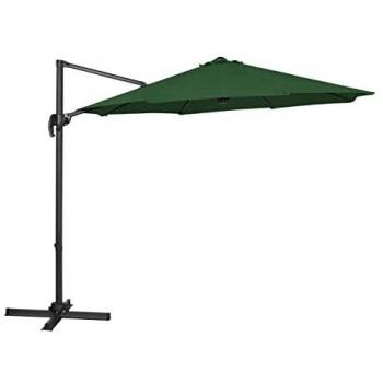 Sombrilla colgante verde Ø 300 cm inclinable y giratoria con protección UV 50+