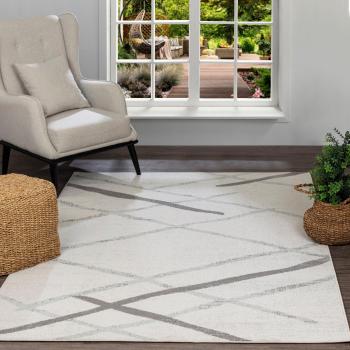 Surya - Alfombra de Salón Pelo Corto Escandinava Moderna Blanco y Gris 120 x 170 cm