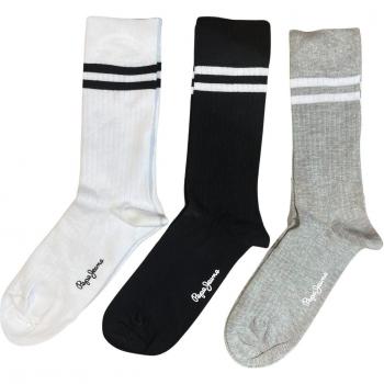 Calcetines Pepe Jeans Rib Stripe (3 pares) - S-M - Blanco, Negro, Gris