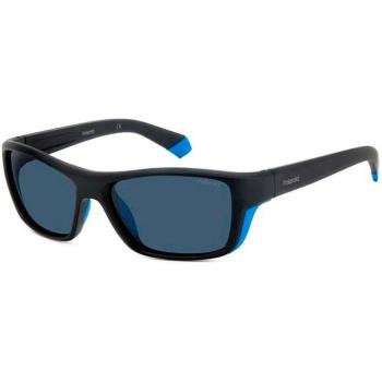 Polaroid Men's Polarized Rectangular Sunglasses PLD 7046/S Black/Blue 57mm