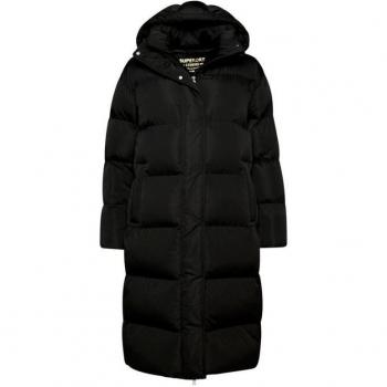 Superdry Women's Longline Hooded Puffer Parka Jacket Black