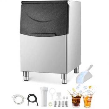 VEVOR Stainless Steel Ice Maker Storage Bin with Filter and Adjustable Anti-slip Rubber Feet, 250LBS Capacity for Restaurants and Hotels