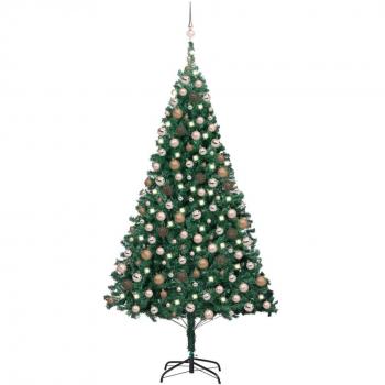 vidaXL Artificial Pre-lit Christmas Tree with Ball Set Green 210 cm PVC