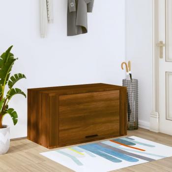 Mueble Zapatero Pared de Madera de Pino en Color Marrón Roble, Dimensiones 70x35x38 cm