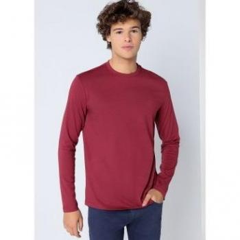 Camiseta básica de manga larga granate para hombre Six Valves