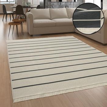 Alfombra Lavable Boho Escandinava con Flecos 80x250 cm, Antracita