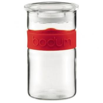 Bodum Presso - Tarro de cristal con tapa, cinta de silicona, 0,25 l, color rojo