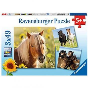 Puzzle Infantil Ravensburger - Amor por los Caballos, 3 Puzzles de 49 Piezas cada uno