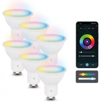 Bombillas inteligentes SmartLED GU10 Ksix, 5.5W RGB+CCT 6 unidades