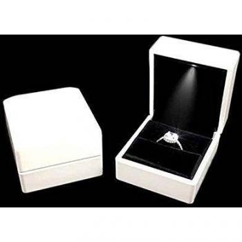 Anillo caja, ASAPS Piazza Velvet Wedding Box Anillo con luz LED para propuesta, el compromiso, en caja de regalo de San Valentín. dorado