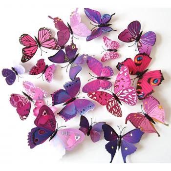 ElecMotive 24 Piezas 3D Pegatinas de Mariposa Pegatinas de Pared Etiquetas Engomadas Multicolores Mariposas Decoración de La Pared Para Casa Habitación