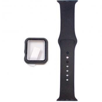 Friendly License - Correa de silicona + protector de pantalla para Apple Watch 38/40/41 mm Negro