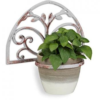 Soporte de Macetas de Pared Vintage - Set de 2, Hierro Fundido, Blanco, Ø 14.5 cm