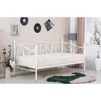 Cama Individual Houston 576 de Metal con Somier, Blanco, 90x200 cm