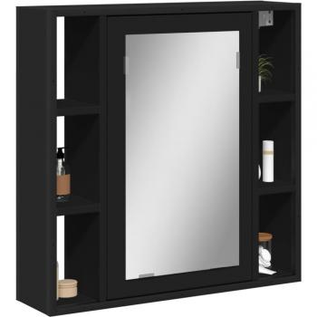 Armario de baño con espejo de madera ingeniería negro 60x16x60 cm Vidaxl