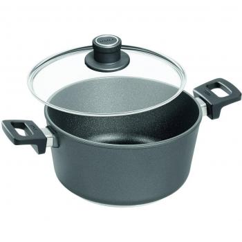 Olla Woll Titanio Inducción 24 cm, 4.5 L, Antiadherente con Cubrevidrio