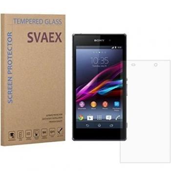 SVAEX Sony Xperia Z1 Premium Protector de pantalla de vidrio templado - vidrio de dureza 9H - grosor de 0.3mm - transparencia de alta definición - bordes redondeados 2.5D - antigolpes - recubrimiento oleofóbico - tacto delicado - vidrio de alta calidad 
