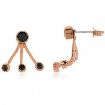 Córdoba Jewels | Pendientes en plata de ley 925 bañada en oro rosa con circonita con diseño Chatón Onix Rose Gold