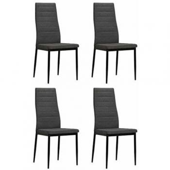 vidaXL 4X Sillas de Comedor Tela Gris Oscuras Mobiliario Articulos Casa Hogar