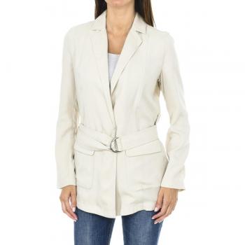 Armani Women's Long Sleeve Belted Beige Blazer