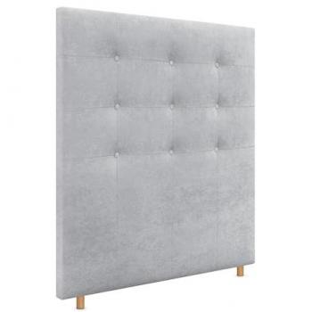 Cabecero Capitoné hasta el Suelo 105x120cm Tapizado en Tela Aqualine y Polipiel Gris Perla para Cama Dormitorio