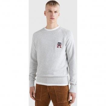 Sudadera Tommy Hilfiger Monogram para Hombre Gris con cuello redondo