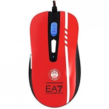 Mars Gaming MMEA7, Ratón Sensor Óptico 3200DPI, Oficial Olimpia Milano EA7, Rojo