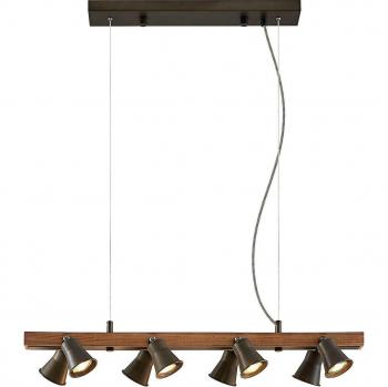 Lámpara colgante Grandesa de Lindby, tipo vintage, color marrón, hecha de madera, para salón y comedor, con 8 focos (GU10)