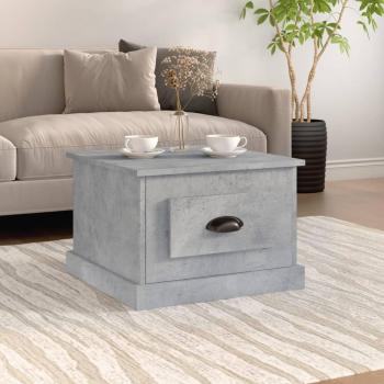 Mesa de centro de madera multicapa con acabado en hormigón gris, dimensiones 50x50x35 cm